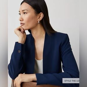 Ann Taylor Long Collarless Blazer in Fluid Crepe NWT